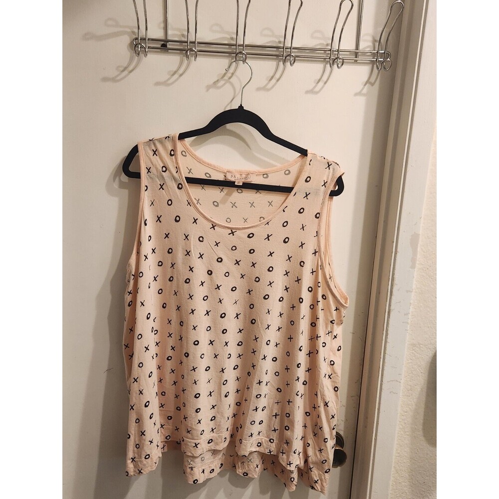 Philosophy‎ Republic Clothing Peach XO Print Cotton Tank Top Plus Size 2X